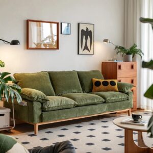 Green Corduroy Fabric 3-Seater Sofa Camachos Furniture